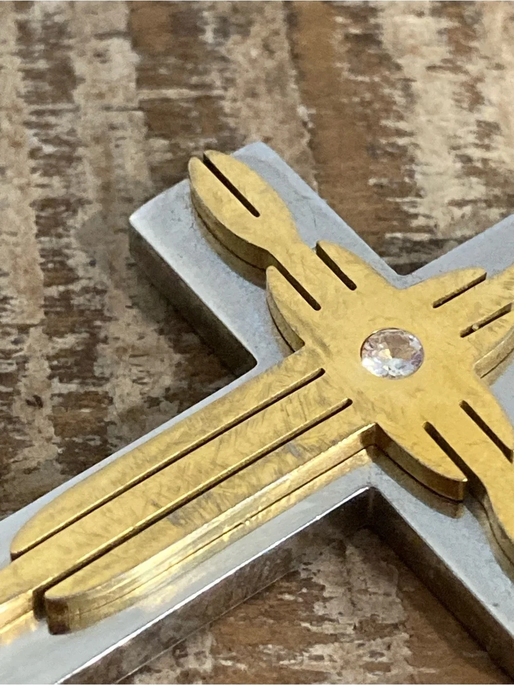 Two-Tone Men’s Fashion Jewelry Cross Pendant Necklace